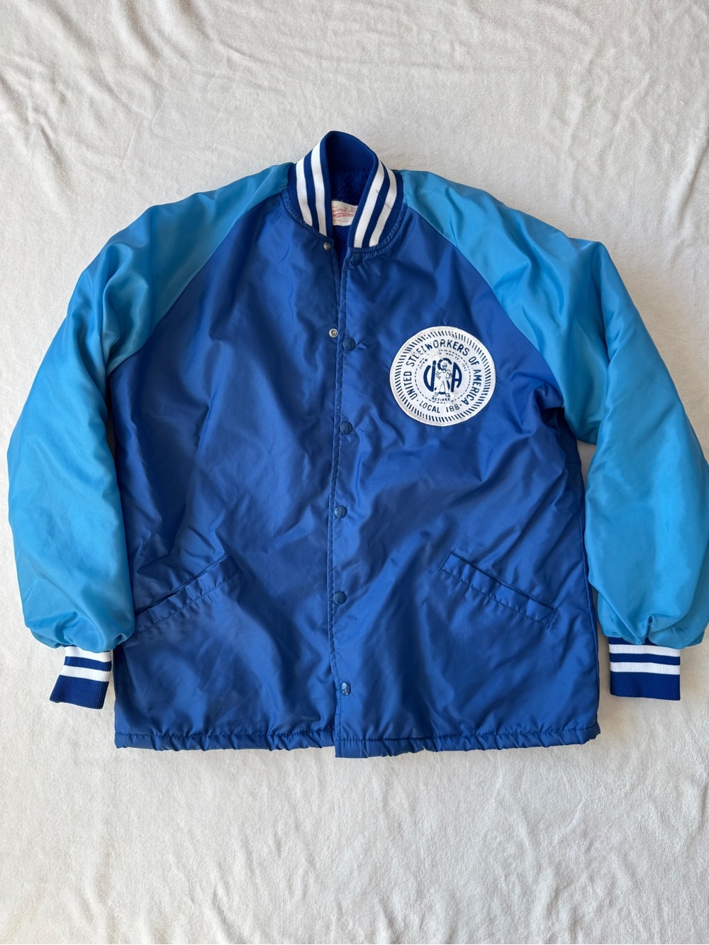 Blue Two-Tone Workwear Jacket with Union Patch
